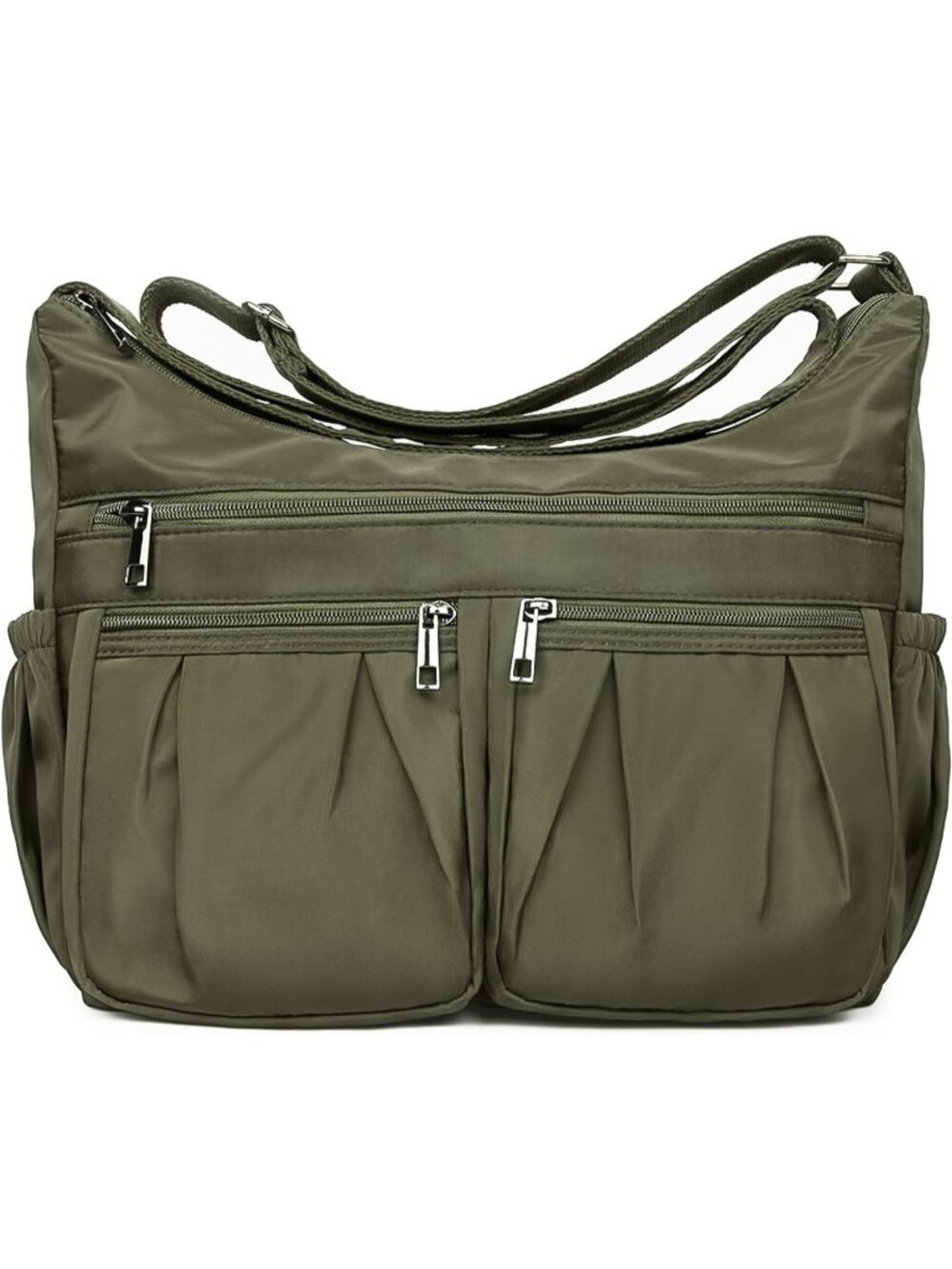 Women's Army Green-2 Nylon Crossbody Bag Water Resistant Anti Theft Travel Purse